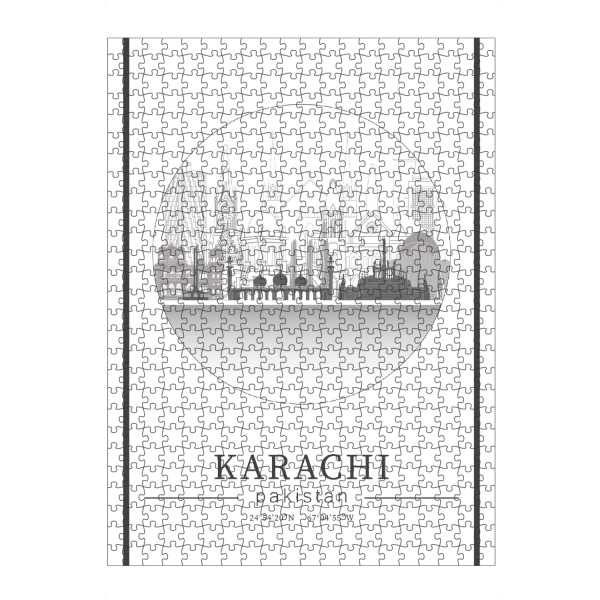 artboxONE Puzzle "Karachi skyline line art circle" artboxONE - Städte,Reise,Architektur,Kartografie