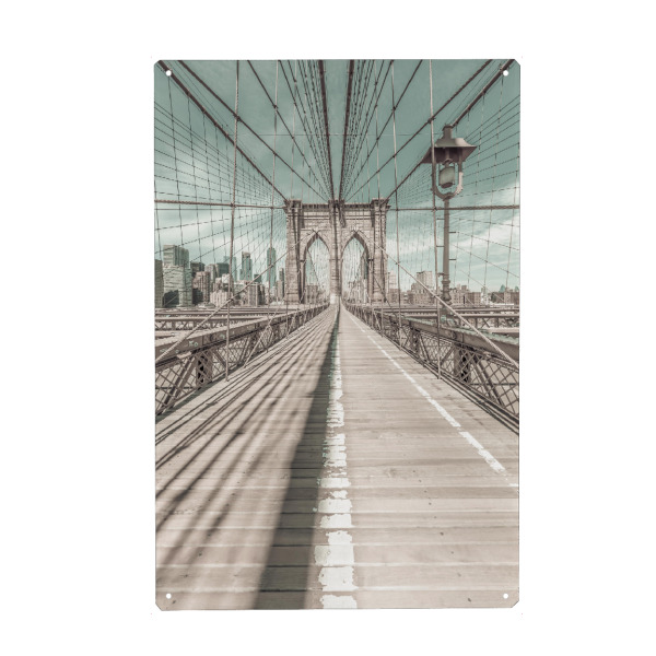 Metall Poster "NYC Brooklyn Bridge | Vintage" artboxONE - Städte / New York,Architektur,Reise / Länder