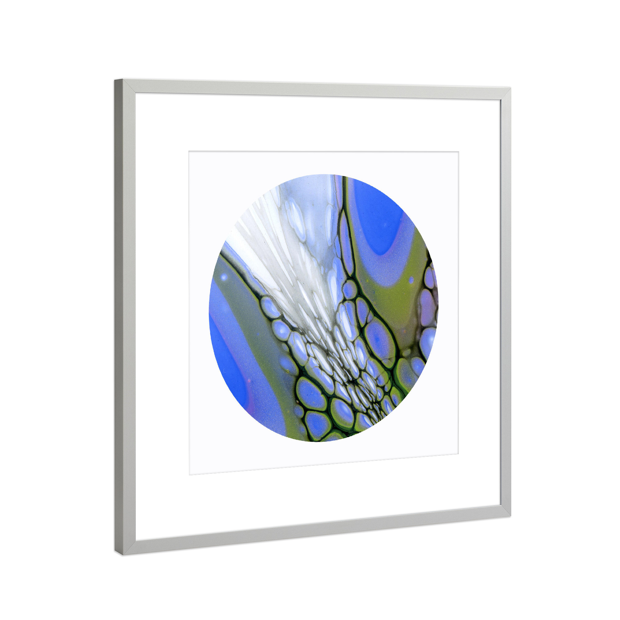 Poster mit Rahmen Silber "Blue Bloom Time" artboxONE - Abstrakt