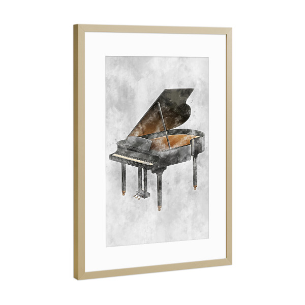 Poster mit Rahmen Gold "Grand Piano (matart)" artboxONE - Musik - Grand,Piano,Instrument,Instruments,Music,Musical,Musician,Klavier,Flügel