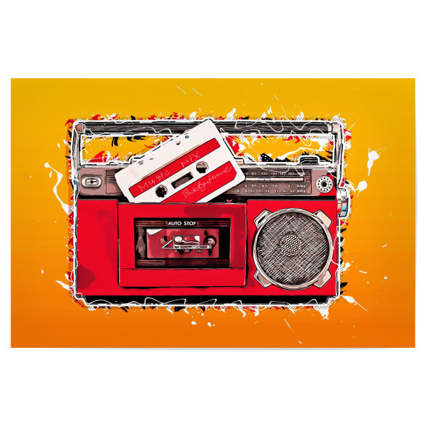 Poster 30x20 cm "Music tape retro art" artboxONE - Musik - Music,Tape,Music tape,Sound,Retro,Musik,Kassette