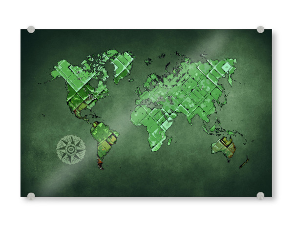 Acrylglasbild "World map art green cartoon" artboxONE - Kartografie