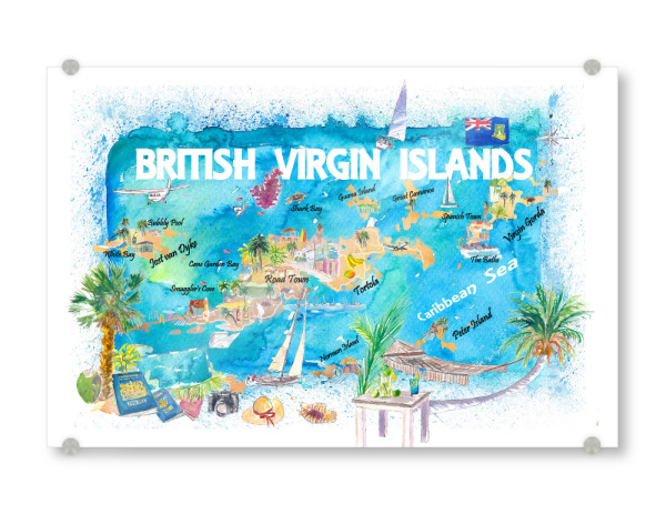 Acrylglasbild "Map of British Virgin Islands" artboxONE - Reise,Reise / Strand und Meer,Kartografie