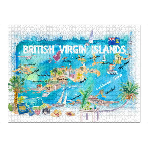 Puzzle Ravensburger "Map of British Virgin Islands" artboxONE - Reise,Reise / Strand und Meer,Kartografie