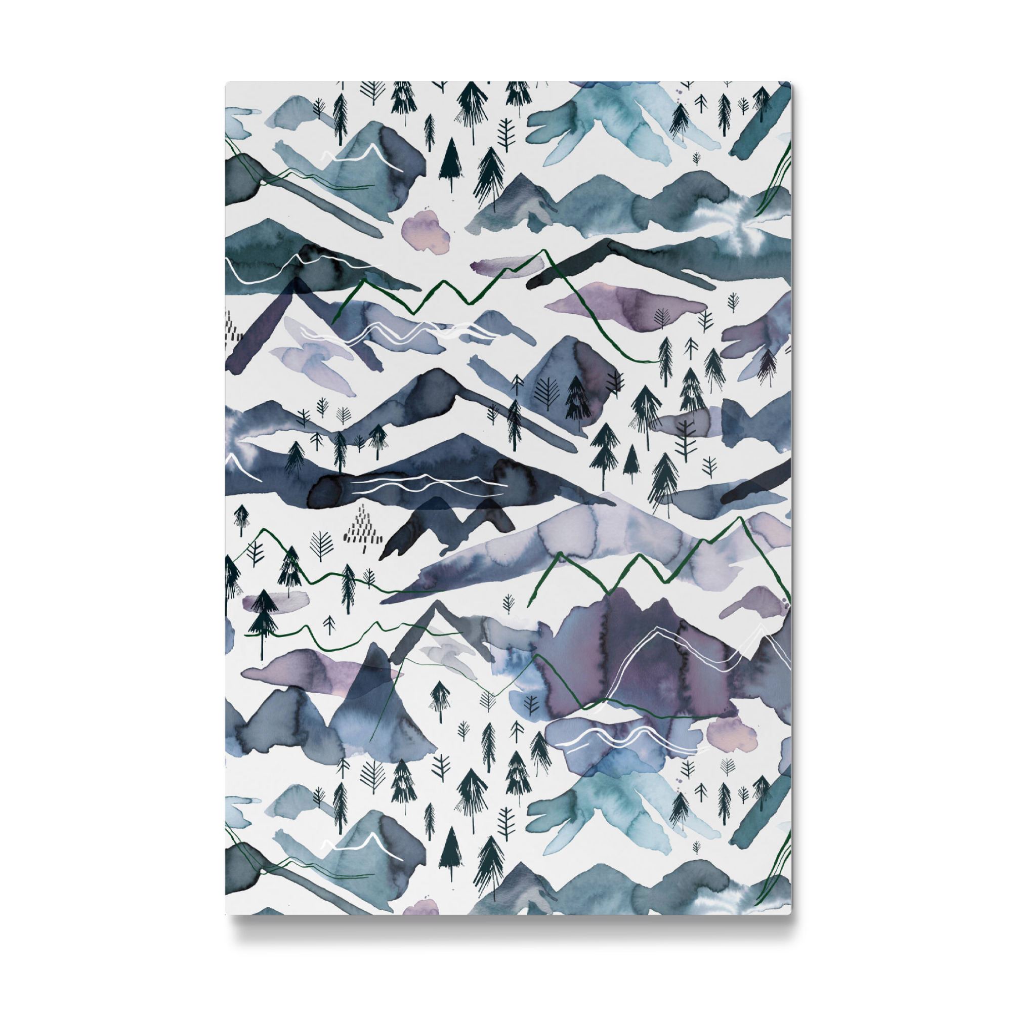 Galerie-Print "Watercolor Mountains Blue Purple" 30x20 cm artboxONE