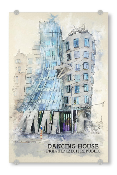 Acrylglasbild "Tanzendes Haus Sketch" artboxONE - Städte,Architektur