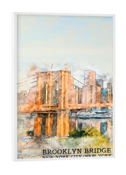 Poster mit weißem Rahmen "Brooklyn Bridge Sketch" artboxONE - Städte,Architektur
