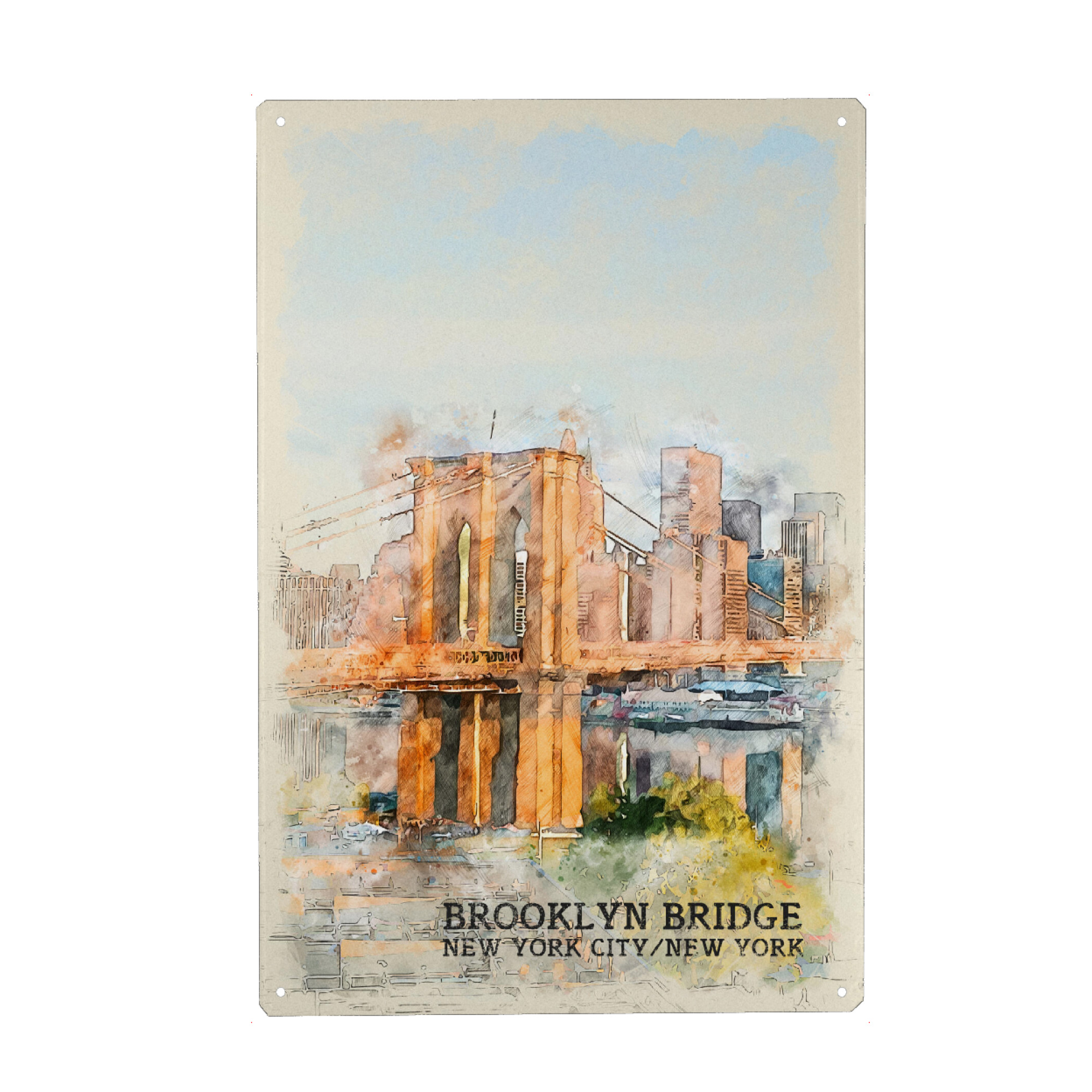 Metall Poster "Brooklyn Bridge Sketch" artboxONE - Städte,Architektur