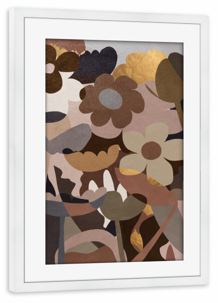 Poster mit Rahmen weiß "Dune Flowers" artboxONE - Floral,Abstrakt - Flowers,Rose,Golden,Blumen,Floral,Bunt,Colorful,Abstract,Abstrakt