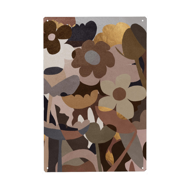 Metall Poster "Dune Flowers" artboxONE - Floral,Abstrakt - Flowers,Rose,Golden,Blumen,Floral,Bunt,Colorful,Abstract,Abstrakt - Blechschild