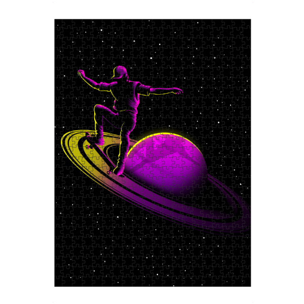 artboxONE Puzzle "Retro Skate Saturn" artboxONE - Comic,Galaxy - Saturn,Planet,Skate,Skater,Skateboard,Skateboarding,Weltall,Space,Comic