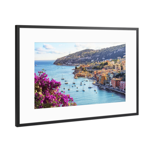 Poster mit Rahmen Schwarz (Metallic) "Villefranche Sur Mer" artboxONE - Städte,Reise,Reise / Strand und Meer,Reise / Länder