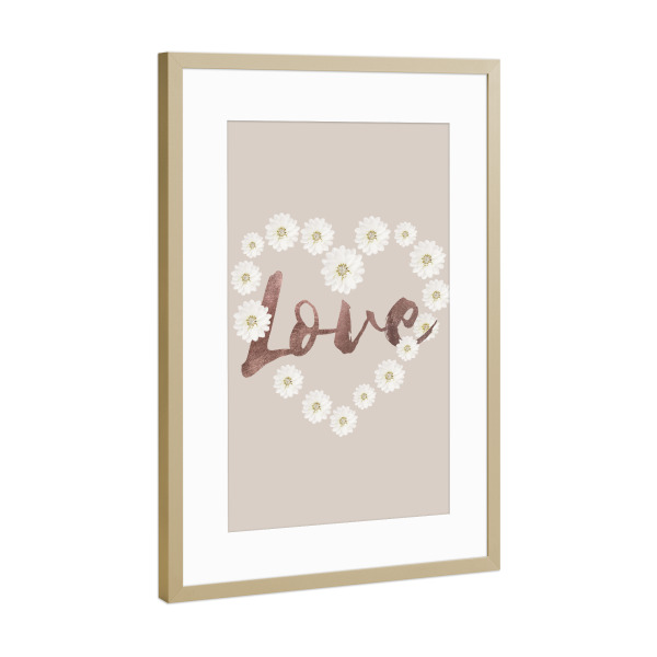 Poster mit Rahmen Gold "Flower Love Rosegold" artboxONE - Natur,Floral,Liebe
