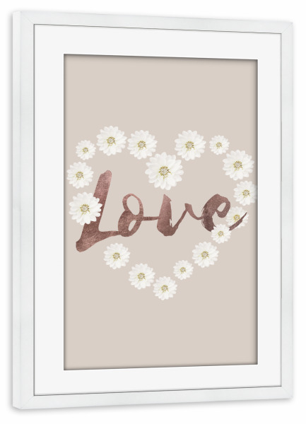 Poster mit Rahmen weiß "Flower Love Rosegold" artboxONE - Natur,Floral,Liebe