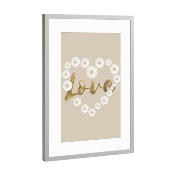 Poster mit Rahmen Silber "Flower in Love Gold" artboxONE - Natur,Floral,Liebe