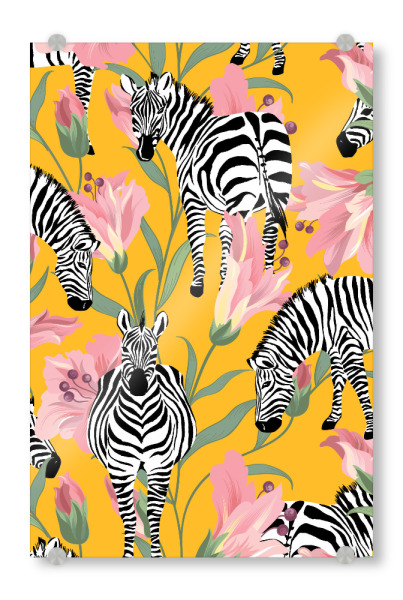 Acrylglasbild "Striped For Life | Zebra Mango" artboxONE - Floral,Tiere