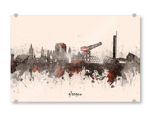 Acrylglasbild "Glasgow skyline artistic beige" artboxONE - Städte,Architektur