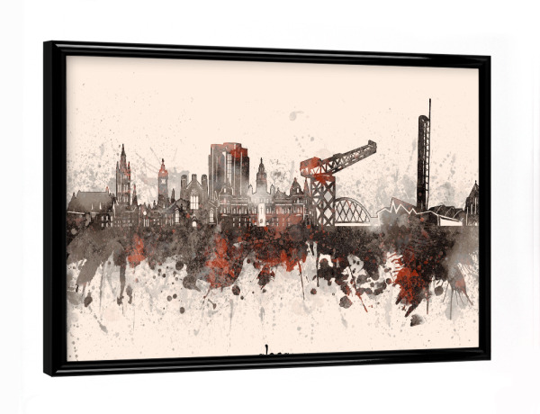 Poster mit schwarzem Rahmen "Glasgow skyline artistic beige" artboxONE - Städte,Architektur