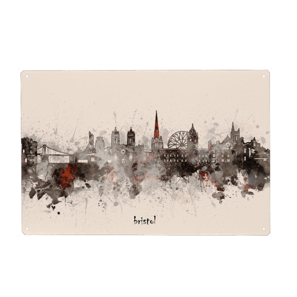 Metall Poster "Bristol skyline artistic beige" artboxONE - Städte,Reise,Architektur