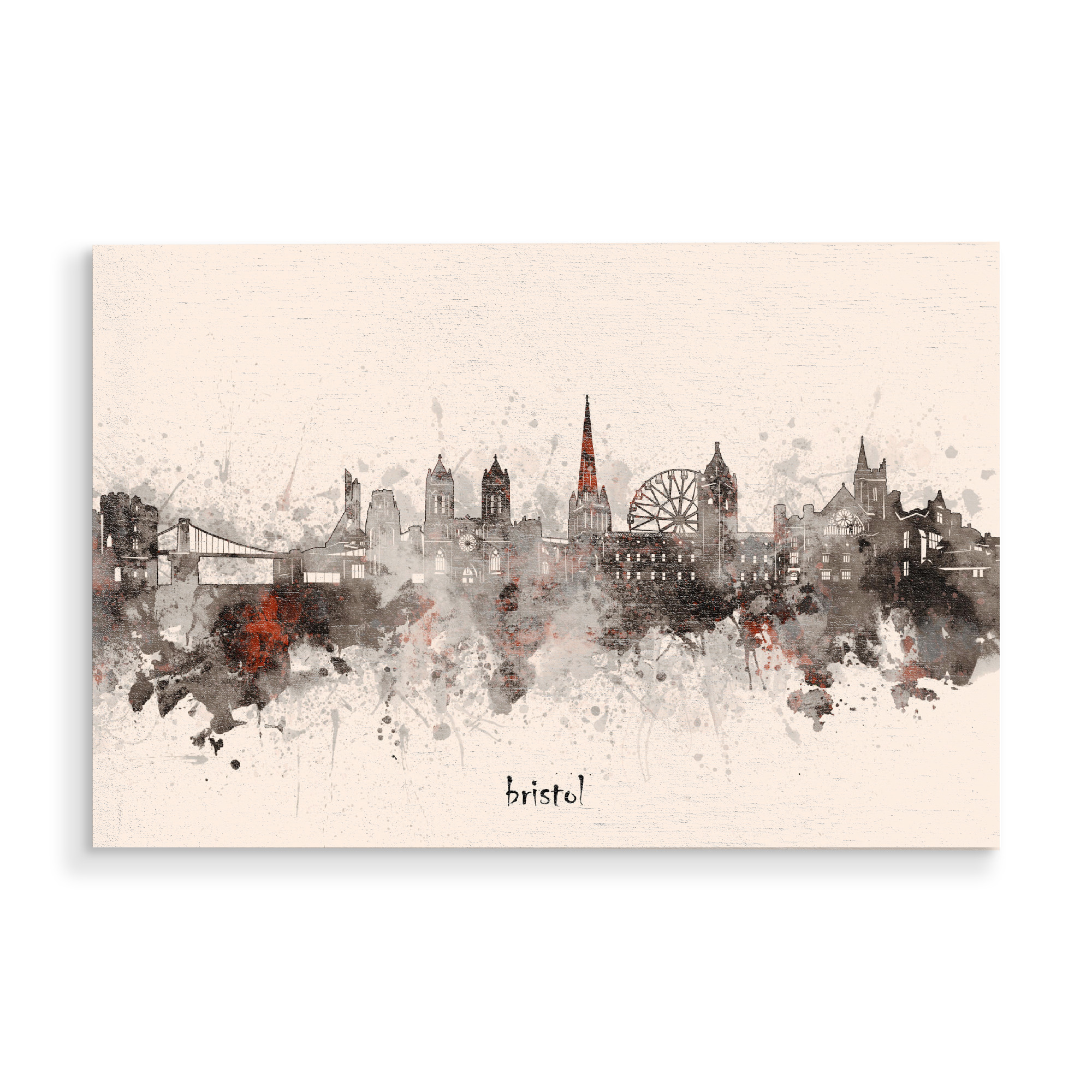 Holzbild "Bristol skyline artistic beige" artboxONE - Städte,Reise,Architektur
