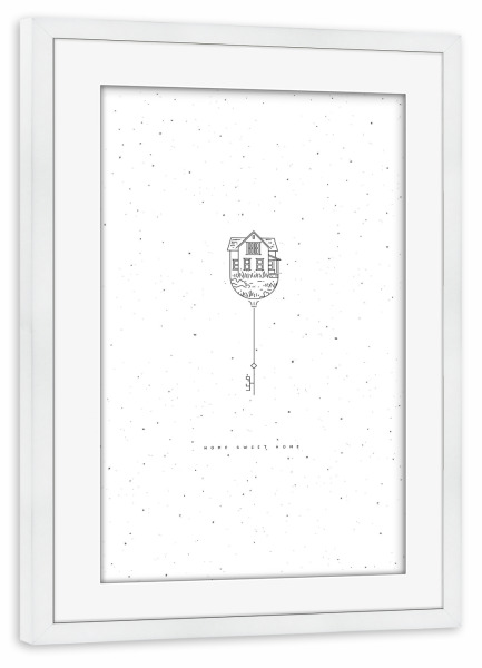 Poster mit Rahmen weiß "Modern style house key" artboxONE - Architektur,Streetart