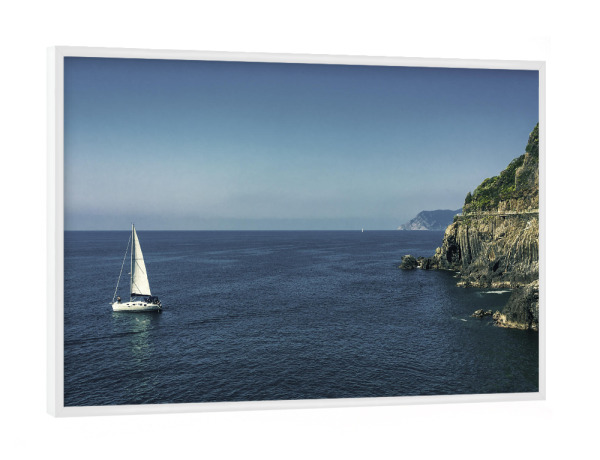 Poster mit weißem Rahmen "Cinque Terre: blue sea" artboxONE - Städte,Natur,Reise,Reise / Strand und Meer