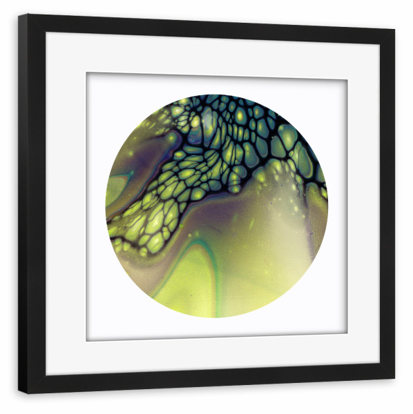 Poster mit Rahmen schwarz "Lila und Gelb Bloom" artboxONE - Abstrakt