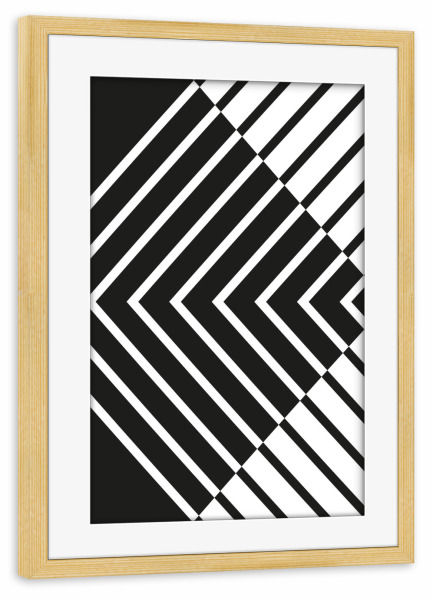 Poster mit Rahmen kiefer "Geometry Line ART ov black white" artboxONE - Abstrakt,Schwarzweiß,Geometrie
