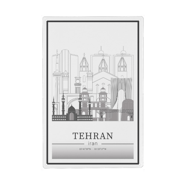 Metall Poster "Tehran skyline line art" artboxONE - Städte,Reise,Architektur,Kartografie