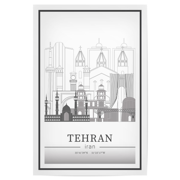 Poster 30x20 cm "Tehran skyline line art" artboxONE - Städte,Reise,Architektur,Kartografie