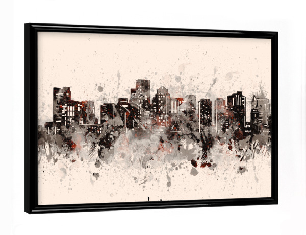 Poster mit schwarzem Rahmen "Boston skyline artistic beige" artboxONE - Städte,Architektur,Städte / Boston