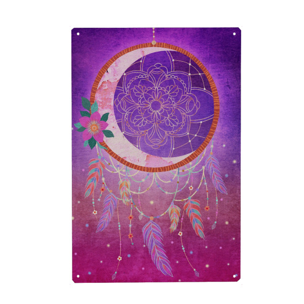 Holzbild "Blumiger Traumfänger" artboxONE - Floral - Talisman,Dreamcatcher,Blumen,Verträumt,Feminin,Weiblich,Schlafzimmer,Traum,Spirituell,Indianer