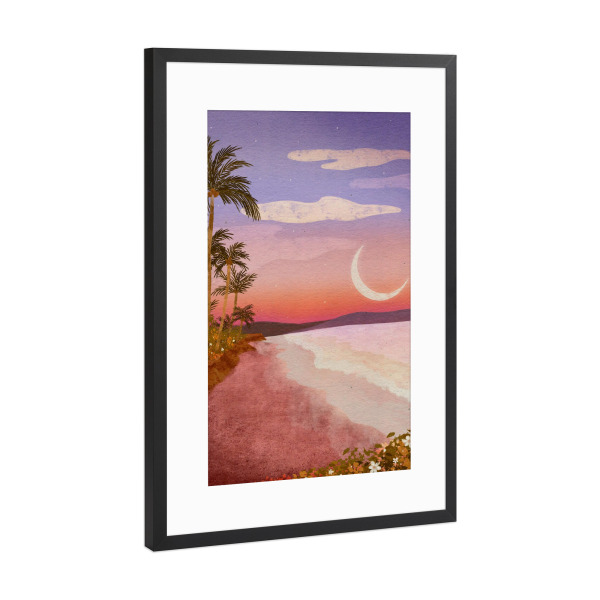 Poster mit Rahmen Schwarz (Metallic) "Palmen Strand" artboxONE - Natur,Reise / Strand und Meer