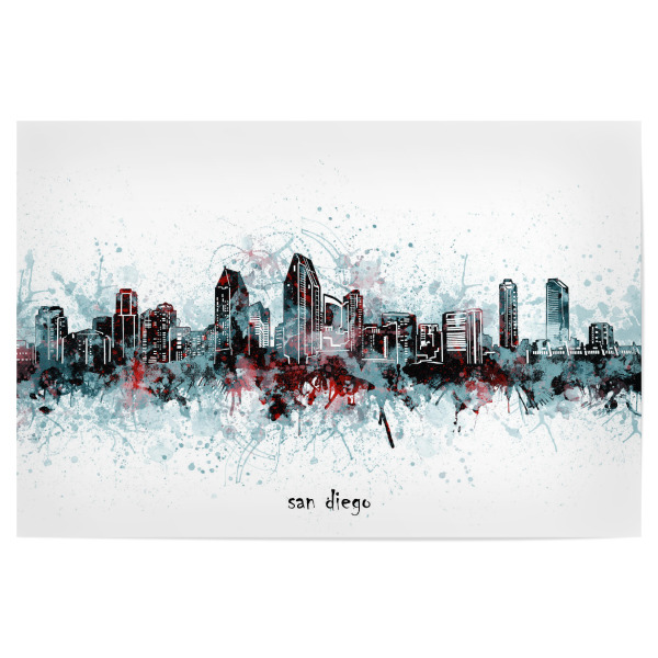 Poster 30x20 cm "San diego skyline artistic grey" artboxONE - Städte,Architektur