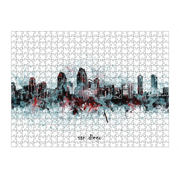 Puzzle Ravensburger "San diego skyline artistic grey" artboxONE - Städte,Architektur