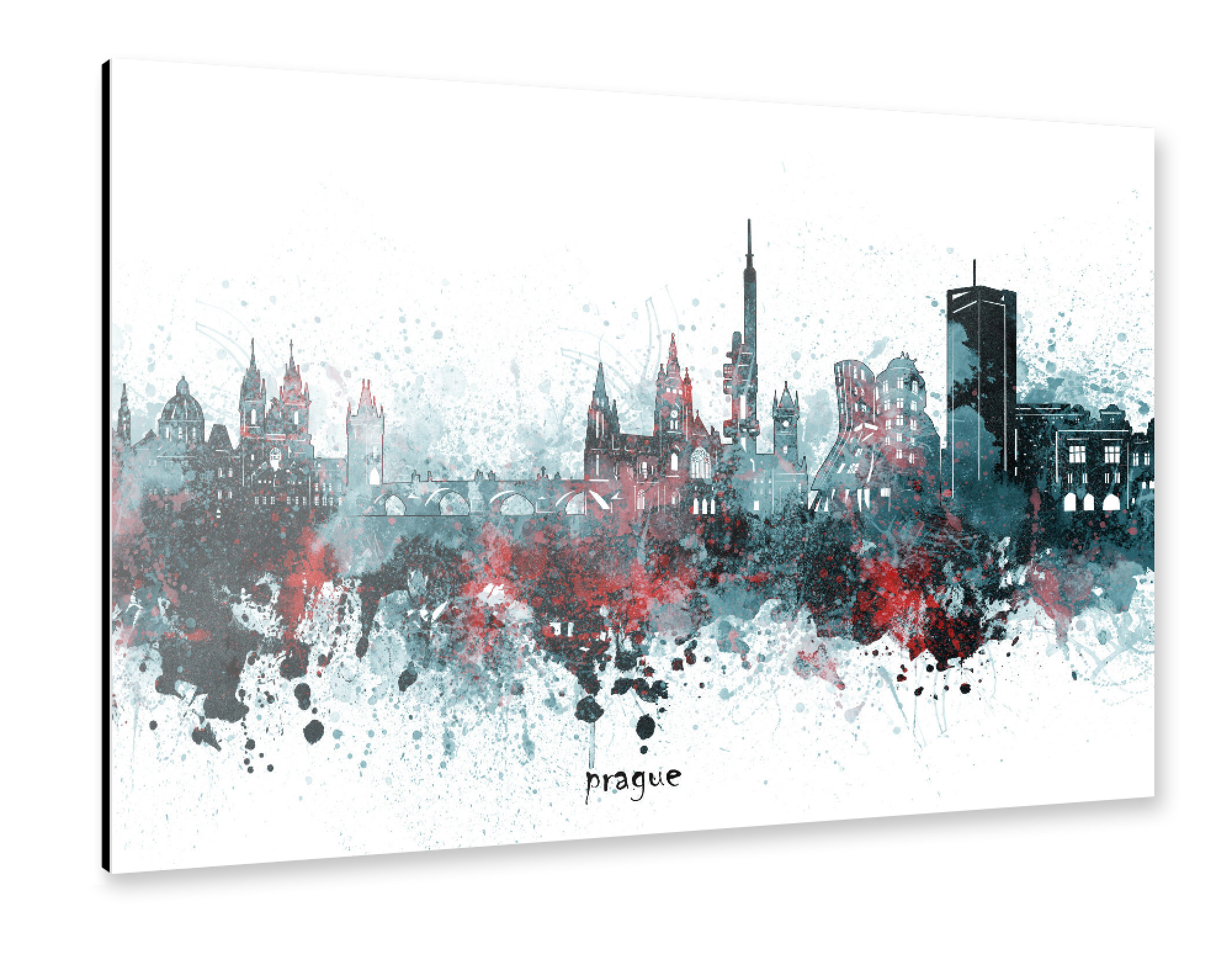 Alu-Dibond "Prague skyline artistic grey" 30x20 cm artboxONE