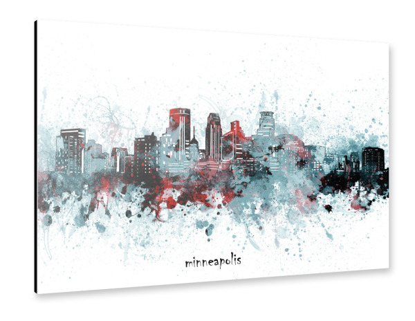Alu-Dibond "Minneapolis skyline artistic grey" 30x20 cm artboxONE