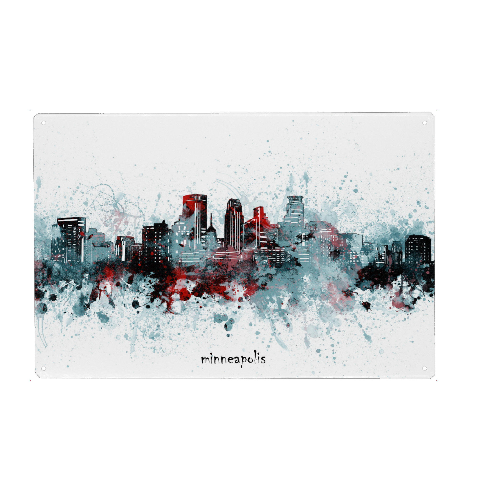 Metall Poster "Minneapolis skyline artistic grey" artboxONE - Städte,Reise,Architektur