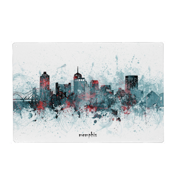 Metall Poster "Memphis skyline artistic grey" artboxONE - Städte,Reise,Architektur