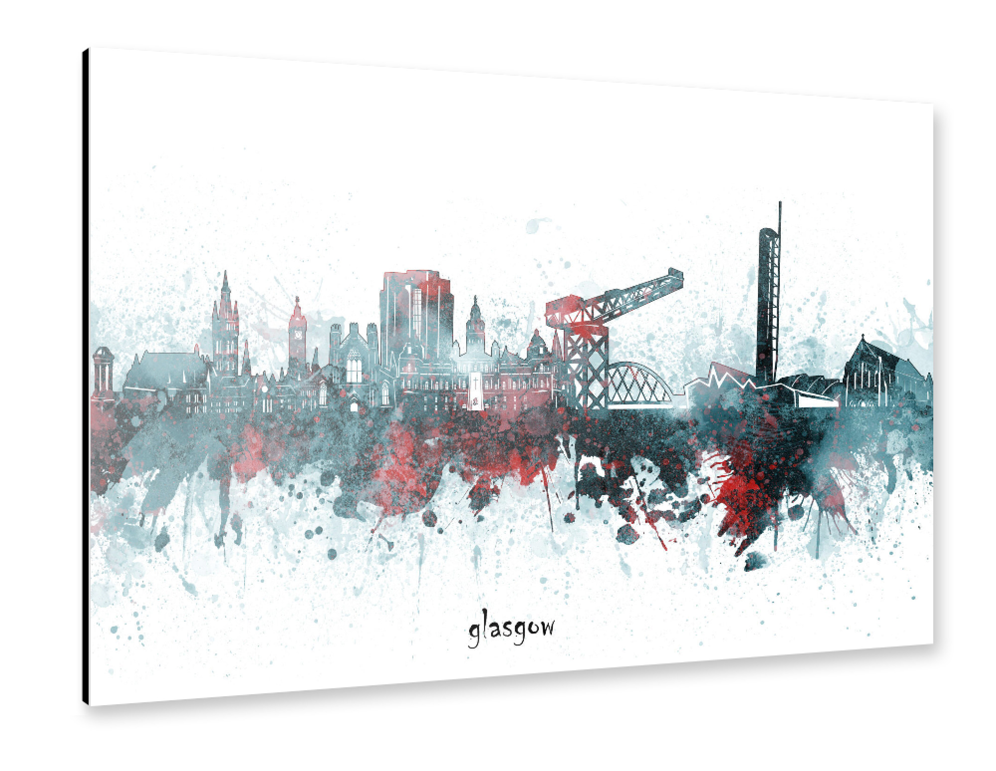 Alu-Dibond "Glasgow skyline artistic grey" 30x20 cm artboxONE