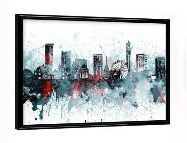 Poster mit schwarzem Rahmen "Birmingham skyline artistic grey" artboxONE - Städte,Reise,Architektur