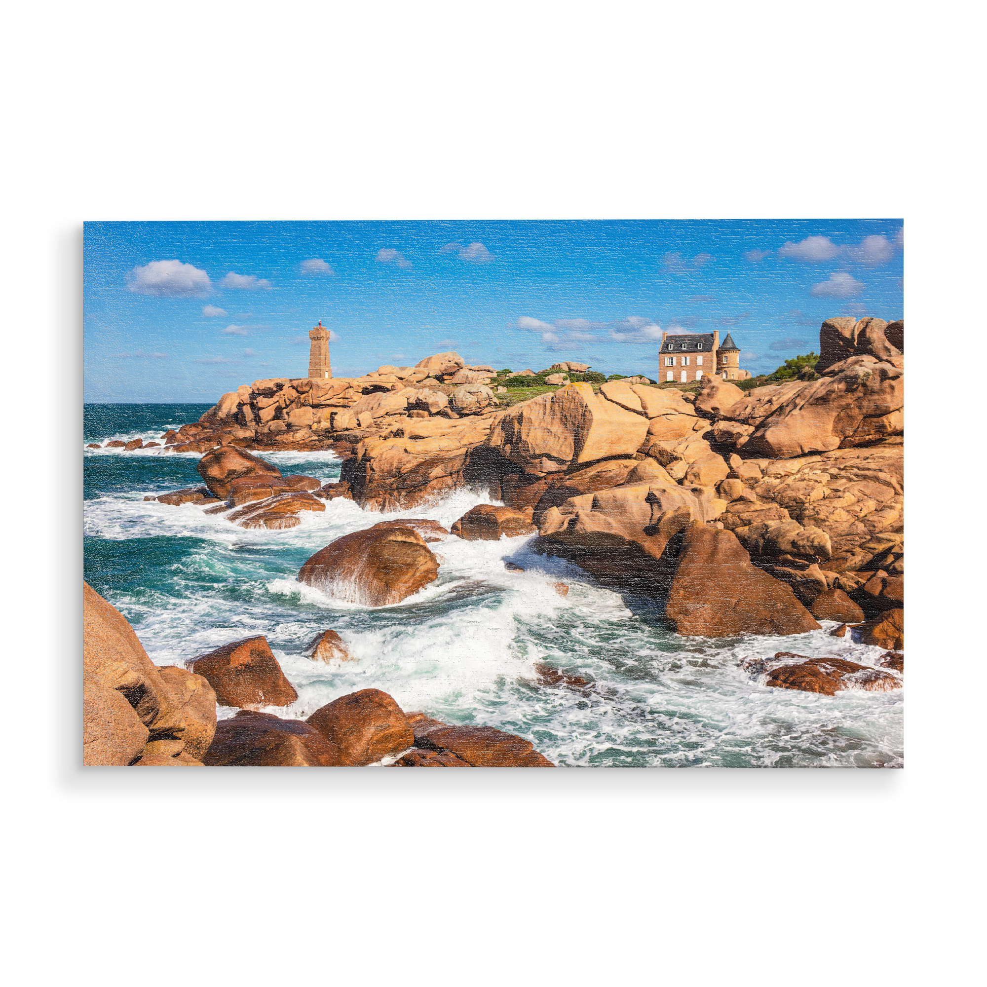 Holzbild "Leuchtturm an der Atlantikküste" artboxONE - Architektur,Reise / Strand und Meer,Reise / Länder
