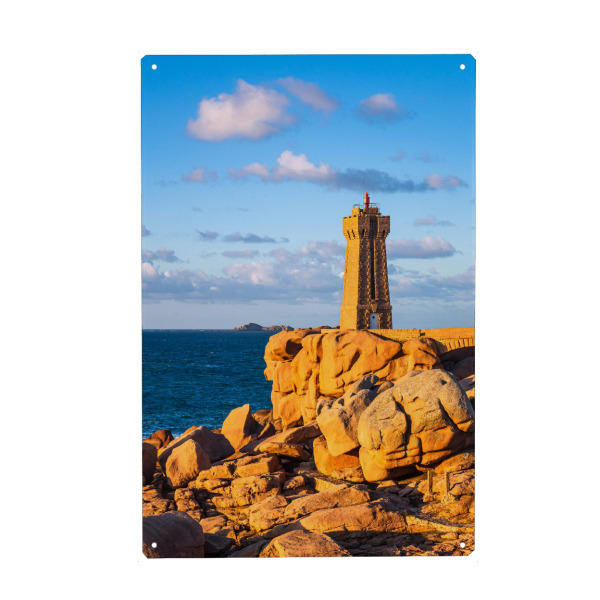 Holzbild "Leuchtturm bei Ploumanach" artboxONE - Natur,Reise,Architektur,Reise / Strand und Meer