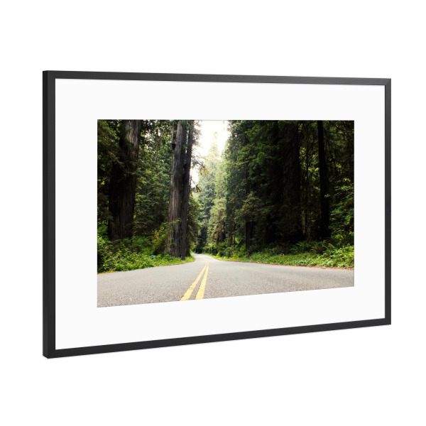 Poster mit Rahmen Schwarz (Metallic) "Redwood Highway, California" artboxONE - Natur,Reise,Reise / Länder