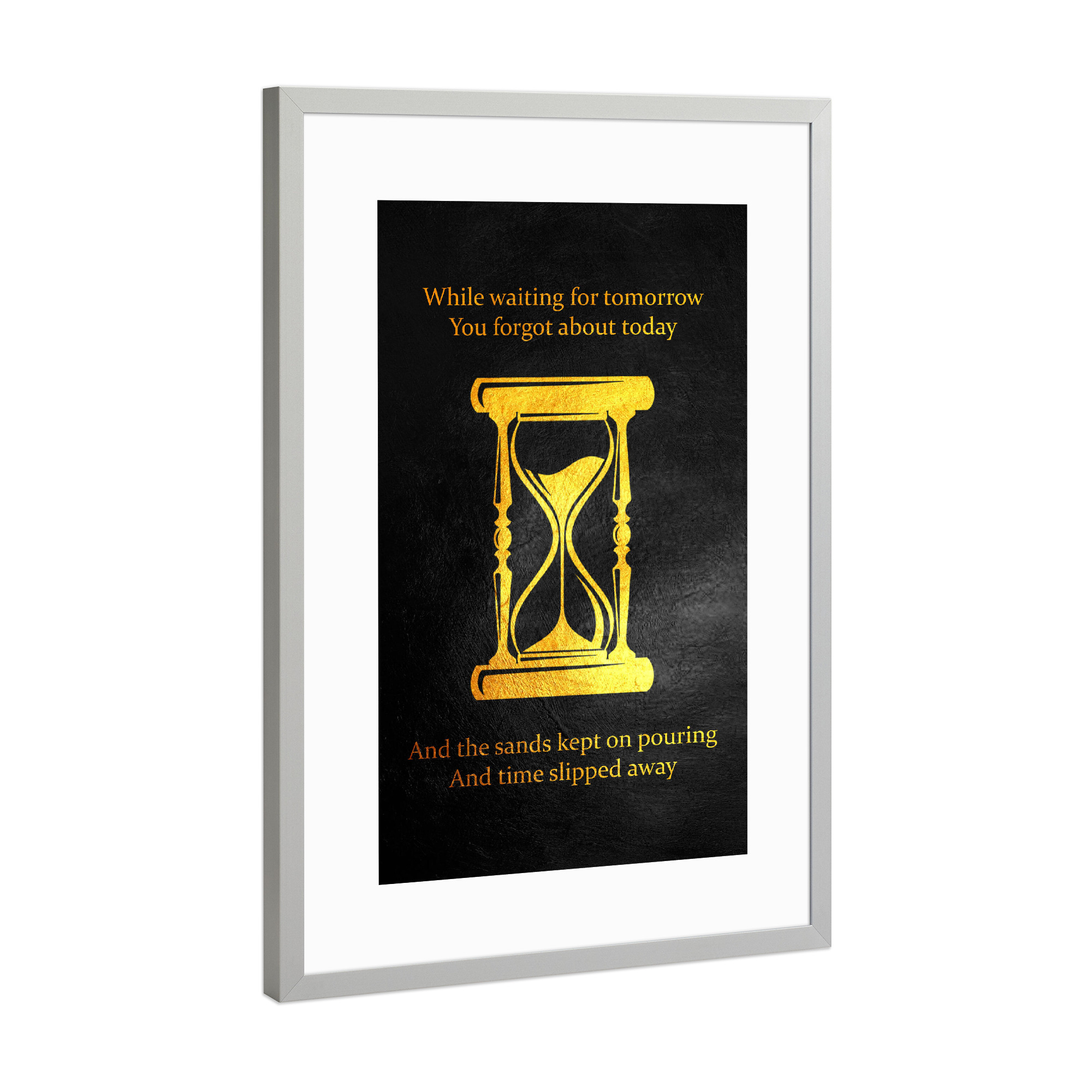 Poster mit Rahmen Silber "Inspirational Time Poem" artboxONE - Typografie,Buchstaben