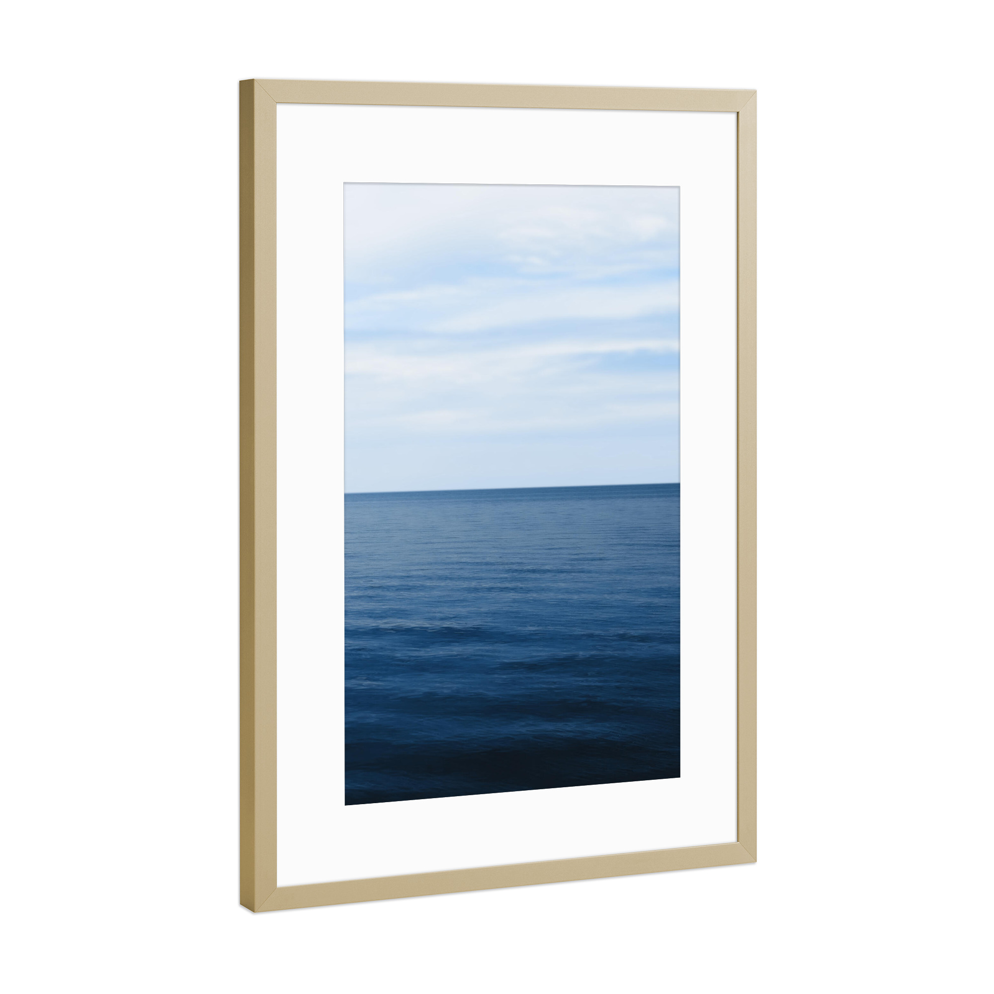 Poster mit Rahmen Gold "Ocean Beach" artboxONE - Natur - Blue,Ocean,Beach,White,Meer,Sea,Water,Wasser,Weite