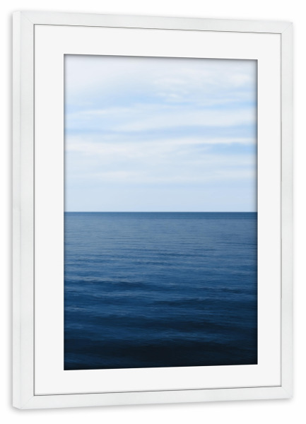 Poster mit Rahmen weiß "Ocean Beach" artboxONE - Natur - Blue,Ocean,Beach,White,Meer,Sea,Water,Wasser,Weite