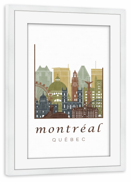 Poster mit Rahmen weiß "Montreal City skyline light brown" artboxONE - Städte,Reise,Architektur,Kartografie