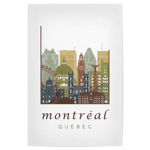 Poster "Montreal City skyline light brown" artboxONE - Städte,Reise,Architektur,Kartografie
