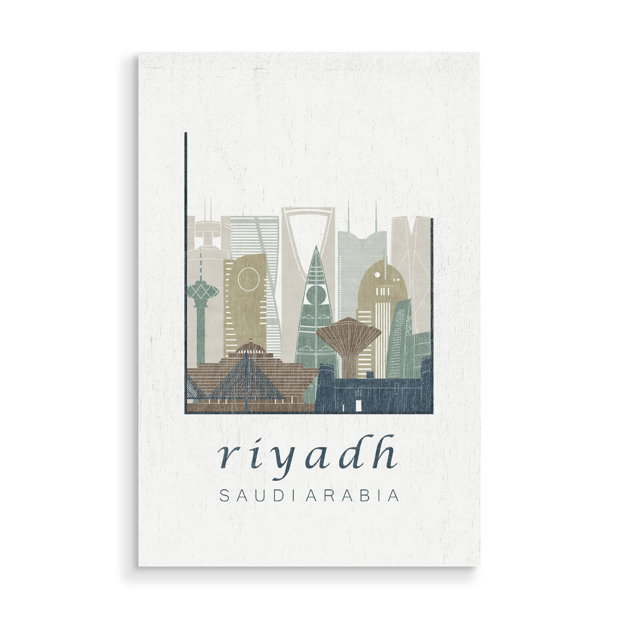 Holzbild "Riyadh skyline light blue" artboxONE - Städte,Reise,Architektur,Kartografie